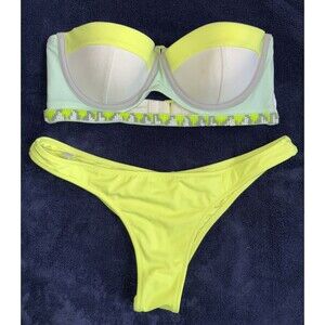 Victoria Secret Flirt Bikini Beaded Bandeau Top -32C & Itsy Cheeky Bottom -Small